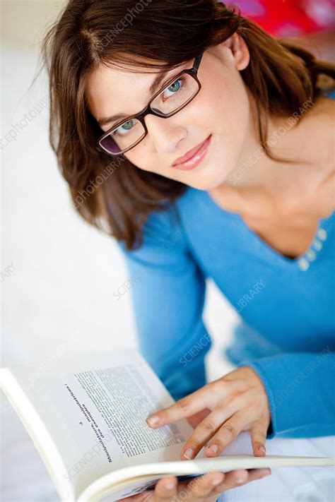 Woman With Glasses Reading A Book Stock Image C0314018 Science