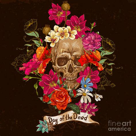 Day Of The Dead Skull Designs With Flowers