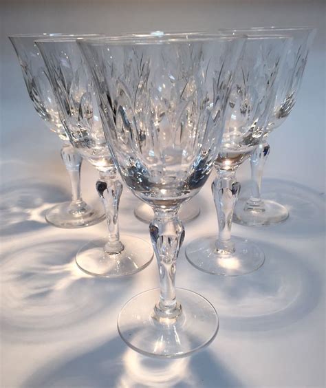 Set Of 6 Stuart Camelot Crystal Wine Glasses Elegant Stemware England 6 3 8 Stuart Vintage