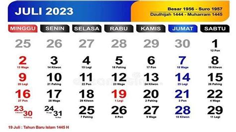 Kalender 2023 Daftar Tanggal Merah Juli 2023 Lengkap Libur Nasional