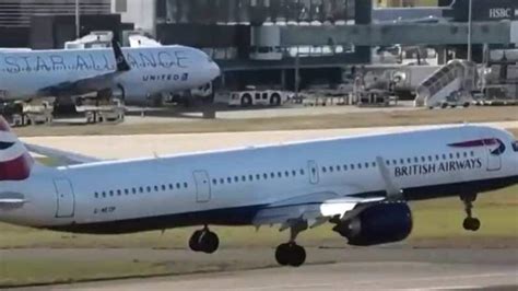 Watch British Airways Plane Aborts Landing As Strong Winds Sway The