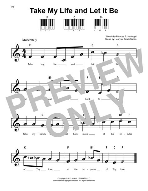 Take My Life And Let It Be Sheet Music Frances R Havergal Super Easy Piano
