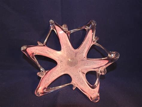 Hand Blown Glass Murano Style Star Shaped Bowl