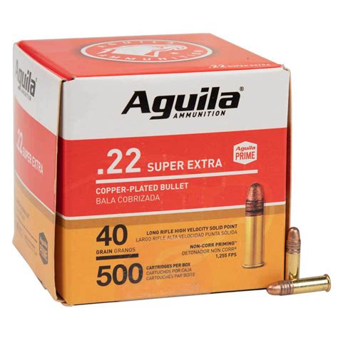 Aguila 22 Long Rifle 40gr Copper Plated Solid Point Rimfire Ammo 500