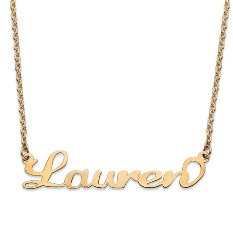 Polished Personalized Nameplate Necklace In Solid 10k Yellow Gold 18
