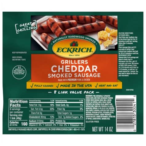 Eckrich Cheddar Smoked Sausage Grillers 8 Ct 14 Oz Kroger