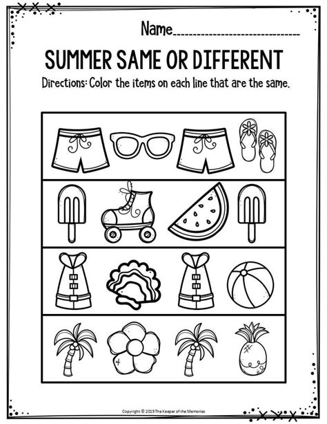 Summer Worksheet For Kids