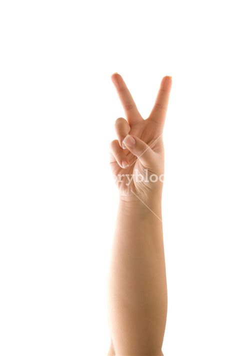 A Hand Holding Up The Peace Sign Or Number Two With Two Fingers