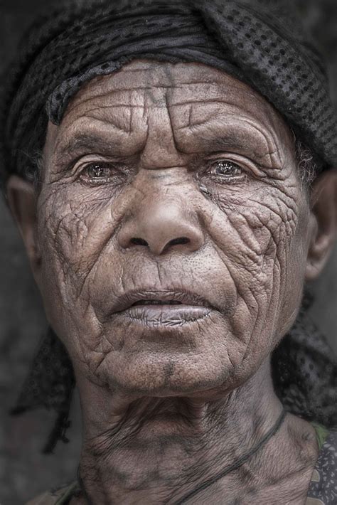 Tattoo And Wrinkles Portrait Of An Elderly Woman Lalibela Ethiopia