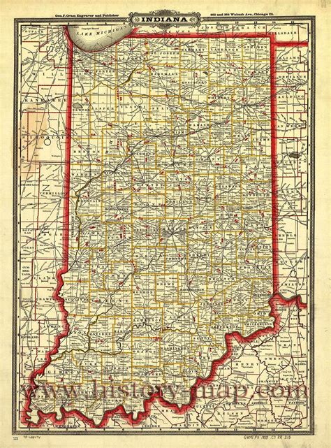 Indiana Railroad Map Indiana Map Antique Map County Map