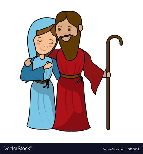 Virgin Mary And Joseph Cartoon Royalty Free Vector Image