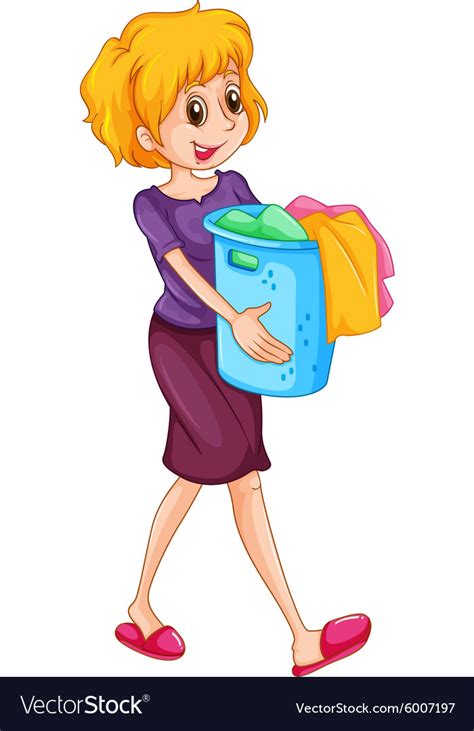 Woman Carrying Laundry Basket Royalty Free Vector Image