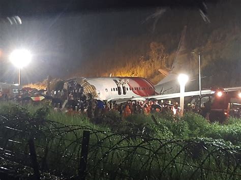 Indian Jetliner Breaks In Two After Overshooting Runway 17 People Dead