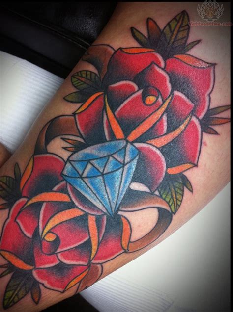 Flower tattoos and their meaning richmond tattoo shops furthermore peonies create unbelievably beautiful tattoo designs both for w. AMERICAN TRADITIONAL ROSE AND DIAMOND | Tattoos, Diamond ...