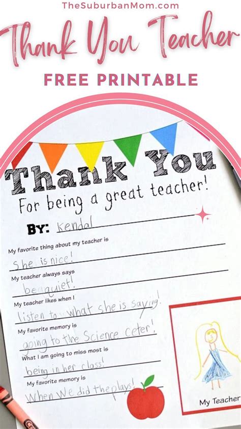 Thank Teacher Printable For Being A Great Teacher