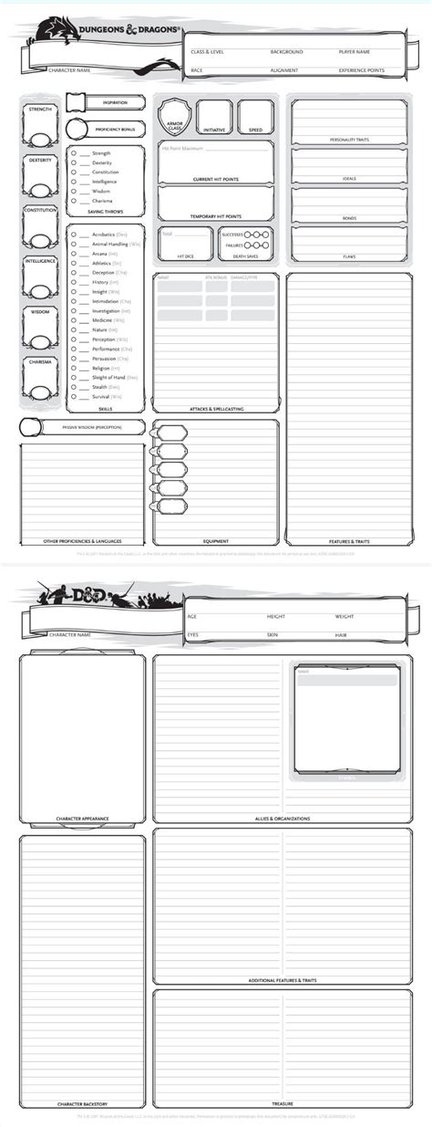 Dungeons And Dragons Character Sheet Printable Dandd Beyonds Free