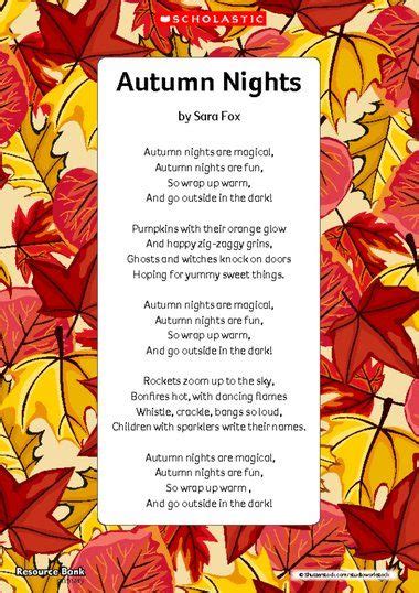 Use This Poem To Celebrate The Arrival Of Autumn In Your Setting You