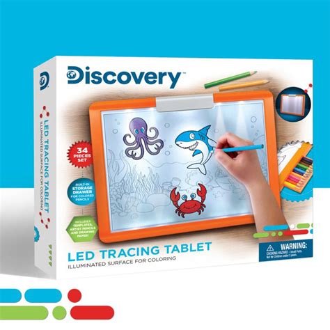 Discovery Kids Led Illuminated Tracing Tablet 34 Piece Set