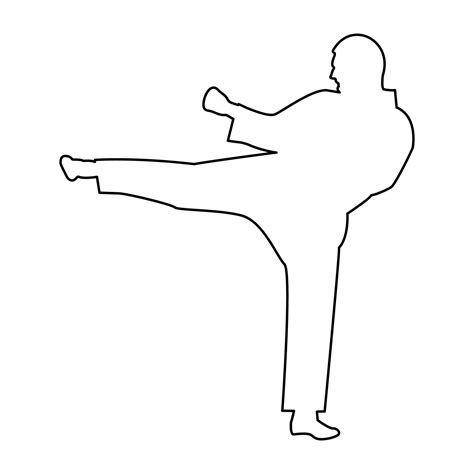 Karate Man Contour Outline Line Icon Black Color Vector Illustration