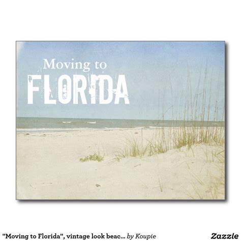 Moving To Florida Vintage Look Beach Scene Announcement Postcard