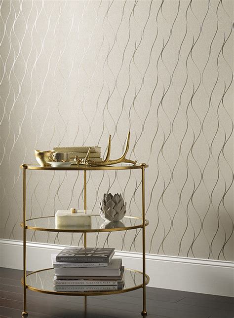 Wavy Stripe Wallpaper In Soft Grey And Silver By York Wallcoverings