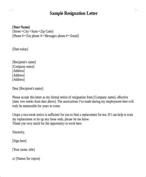 Last day of work 5. FREE 2+ Sample Official Resignation Letter Templates in PDF | MS Word