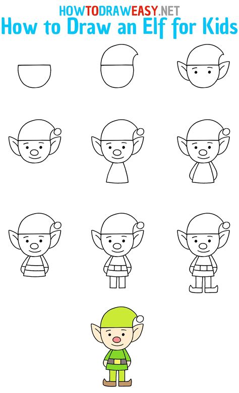 How To Draw An Elf Step By Step Easy Christmas Drawings Elf Drawings