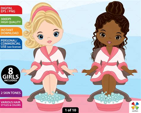 Spa Girls Clipart Vector Spa Meisje Spa Party Clipart Spa Etsy Nederland
