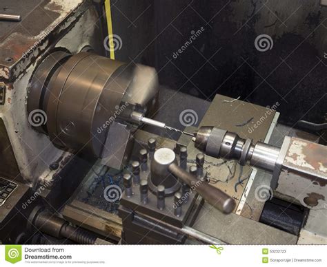 Operator Turning Mold Parts By Manual Lathe Stock Image Image Of