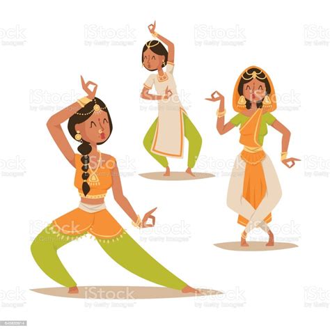 Indian Woman Dancing Vector Isolated Dancers Silhouette Icons People