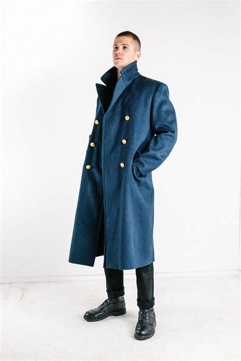 Italian Navy Blue Wool Great Coat Etsy