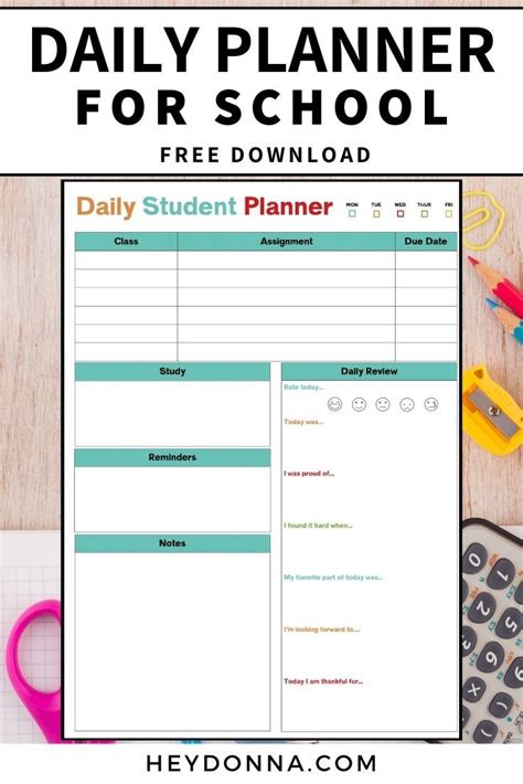 Daily Planner For School Daily Planner Free Daily Planner Daily