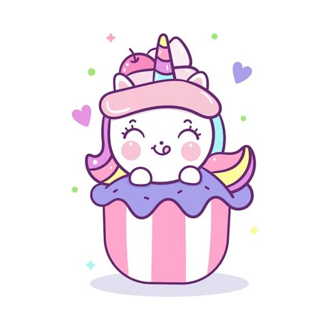 Premium Vector Cute Unicorn Vector Topping Cupcake Cartoon