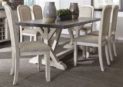 What is the price range for rustic dining room sets? Willowrun Rustic White Trestle Dining Room Set, 619-T3878 ...