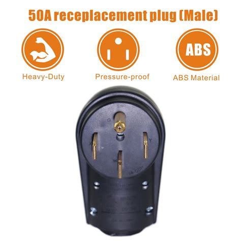 Rv 50 Amp Male Replacement Power Cord Plug Heavy Duty Black W Handle