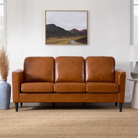 Brookside Clara 7283 In Modern Camel Faux Leather 3 Seater Sofa In The