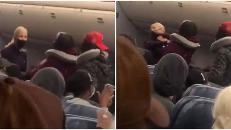 a passenger was caught on tape hitting a flight attendant on an atlanta bound plane video narcity