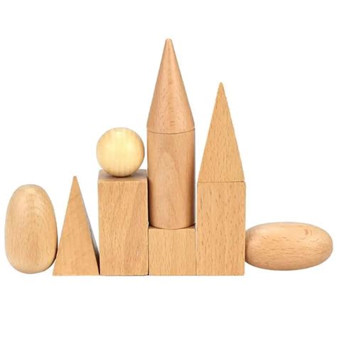 Wooden Geometric Solids Toys 3d Shapes Montessori Learning Education
