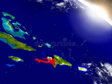 Die flagge für haiti, die zeigen, wie die buchstaben ht auf einigen plattformen. Haiti Mit Flagge Im Aufgehende Sonne Stock Abbildung ...