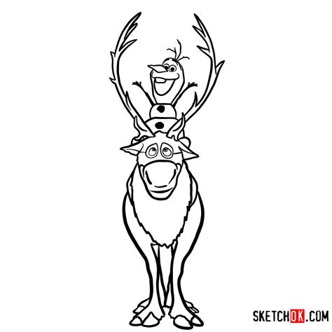 How to draw Olaf riding Sven Frozen Sketchok