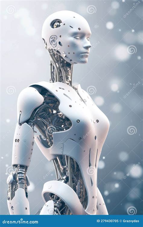 portrait of beautiful porcelain white female android robot ai generated stock illustration