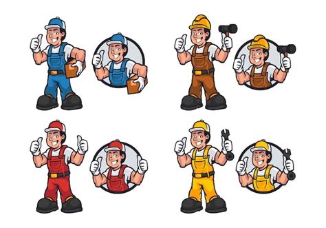 Premium Vector People Workers Set With Cartoon Character