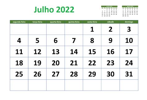Calendário Julho 2022 Imprimir Documento Docalendario
