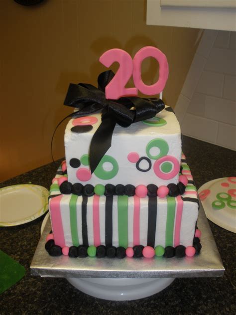 Hot Pink Green And Black 20th Birthday Cake 20 Birthday Cake Cake