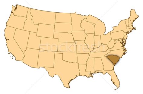 Map Of United States South Carolina Highlighted Stock Photo