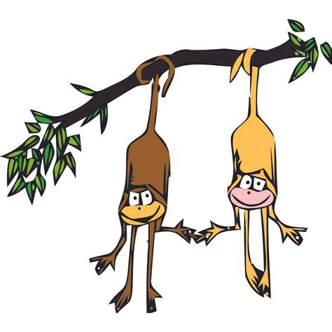 Two Monkey Monkeys Swinging From Tree Cartoon Cartoons Curious George