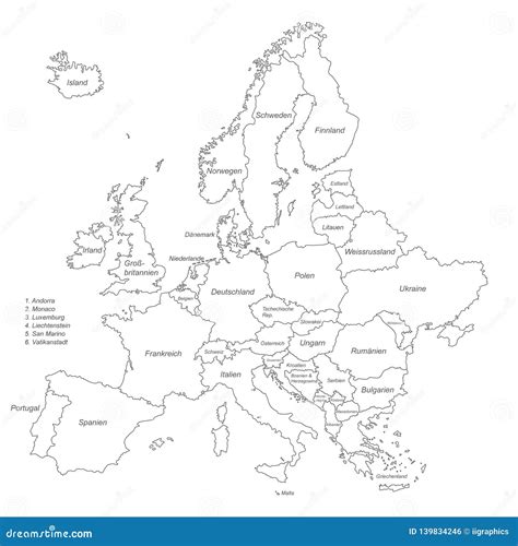 Europa Mapa Político De Europa Ilustração do Vetor Ilustração de