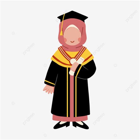 Gambar Karakter Kelulusan Wanita Hijab Wisuda Wisuda Sekolah Png