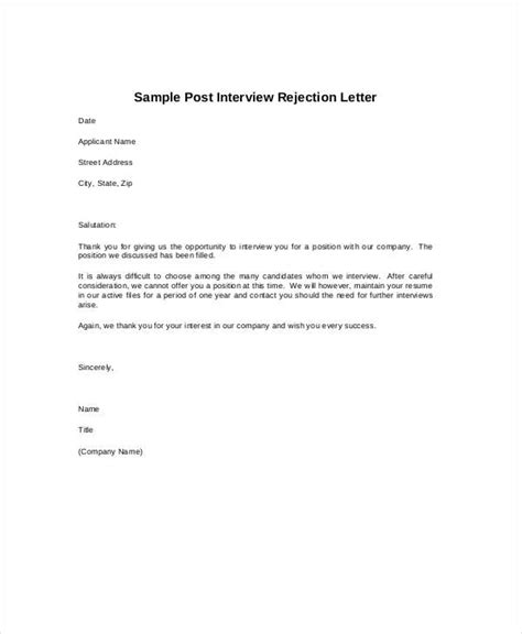 How To Write A Rejection Letter Sample Pdf Template