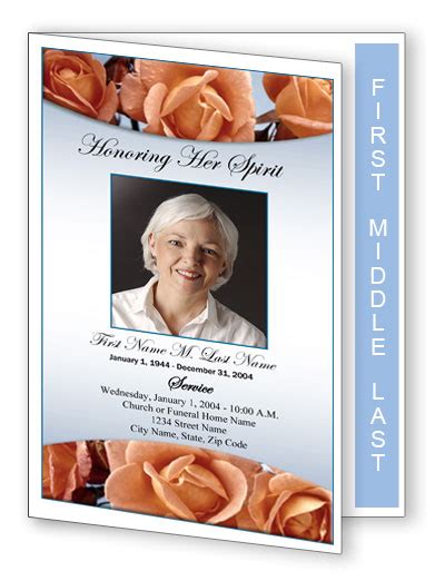 Roses Funeral Program Template Graduated Fold By Reen